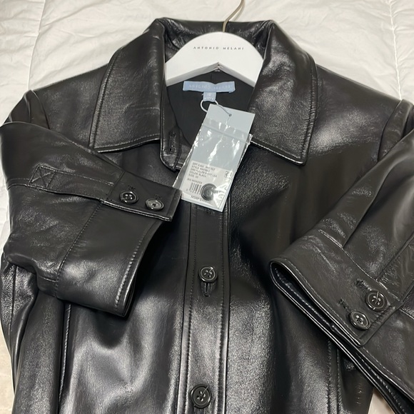 Antonio Melani Women's Leather Short Sleeve Dress - Picture 6 of 8